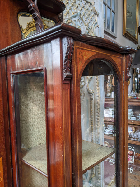 Antique INLAID Mahogany Chiffonier Dresser Sideboard Credenza Display Glass China Cabinet Cupboard