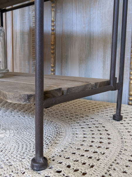 New Rustic Shabby Chic Metal & Wood 3 Shelf Kitchen Bath Storage Freestanding Rack Unit
