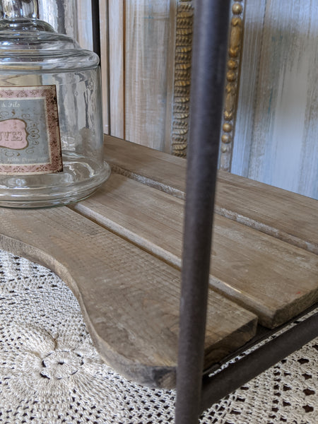 New Rustic Shabby Chic Metal & Wood 3 Shelf Kitchen Bath Storage Freestanding Rack Unit