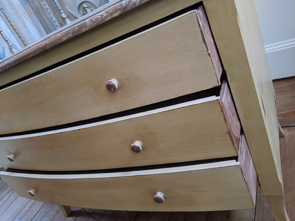 VINTAGE Bow Fronted CREAM French Louis Shabby Chic BED SIDE Lamp Sofa Table Chest of 3 Drawers Unit