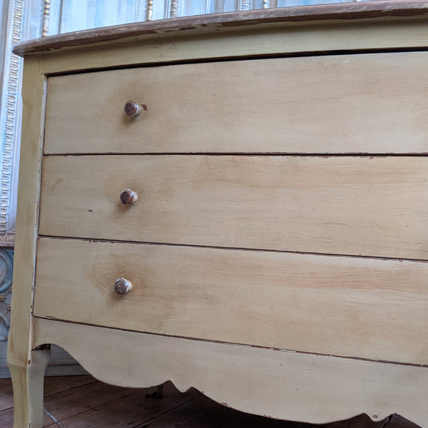 VINTAGE Bow Fronted CREAM French Louis Shabby Chic BED SIDE Lamp Sofa Table Chest of 3 Drawers Unit