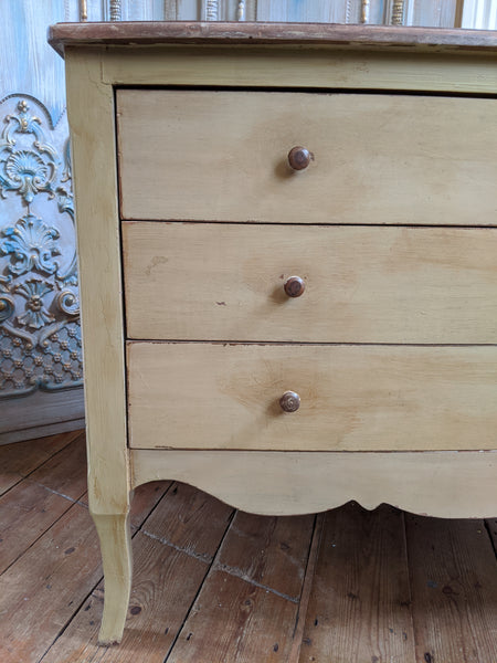 VINTAGE Bow Fronted CREAM French Louis Shabby Chic BED SIDE Lamp Sofa Table Chest of 3 Drawers Unit
