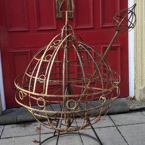 Large ARMILLARY Vintage Metal Rustic Royal ORB & SCEPTRE Garden Round Ball Ornament Sphere Obelisk Cross