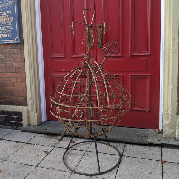 Large ARMILLARY Vintage Metal Rustic Royal ORB & SCEPTRE Garden Round Ball Ornament Sphere