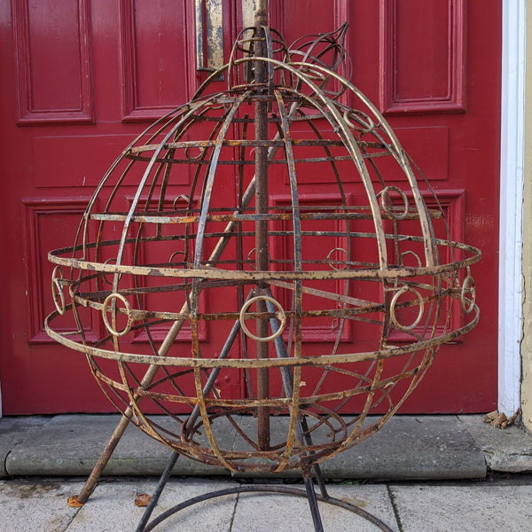 Large ARMILLARY Vintage Metal Rustic Royal ORB & SCEPTRE Garden Round Ball Ornament Sphere