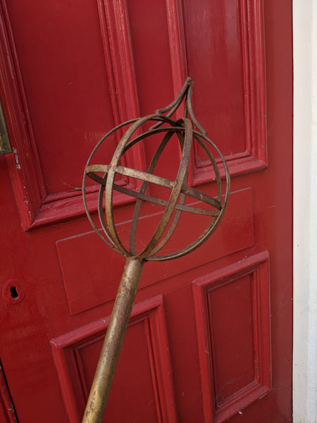 Large ARMILLARY Vintage Metal Rustic Royal ORB & SCEPTRE Garden Round Ball Ornament Sphere