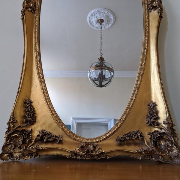 OVAL Gold Gilt French Louis Vintage Antique Style Ornate OVERMANTEL Tall Wall Frame Full Length Mirror