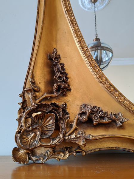 OVAL Gold Gilt French Louis Vintage Antique Style Ornate OVERMANTEL Tall Wall Frame Full Length Mirror