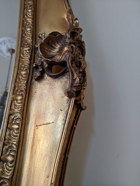 OVAL Gold Gilt French Louis Vintage Antique Style Ornate OVERMANTEL Tall Wall Frame Full Length Mirror