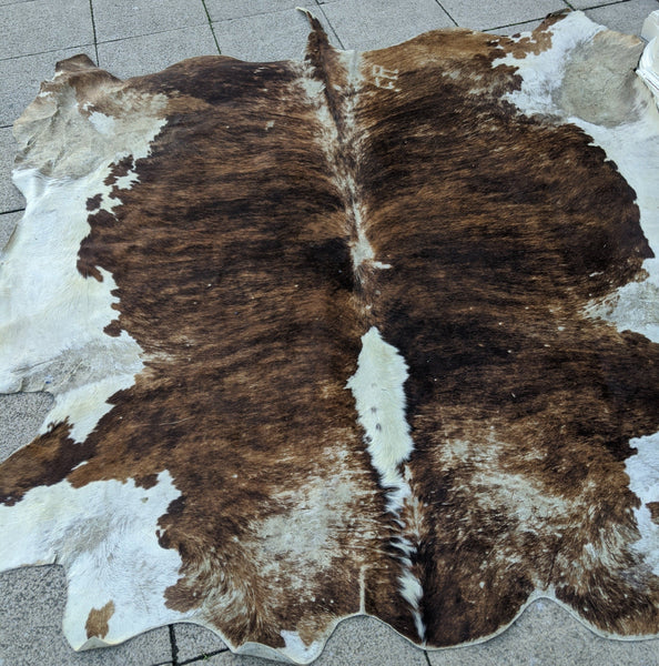 Vintage LEATHER Brown Extra Large Cow Hide Carpet Rug Runner 