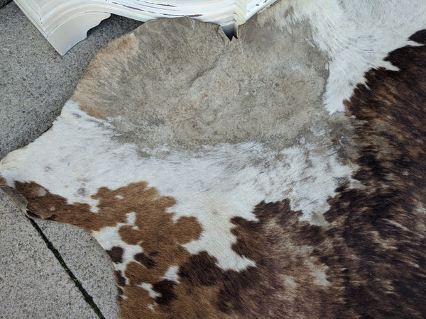 Vintage LEATHER Brown Extra Large Cow Hide Carpet Rug Runner 