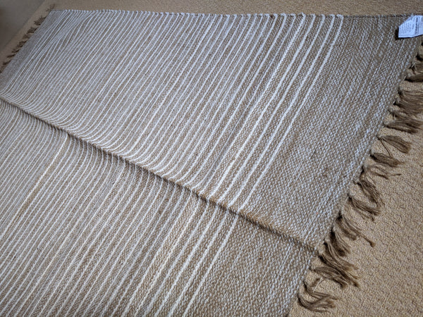 New 120x180cm Natural & Cream INDIAN KILIM KELIM 100% JUTE HAND WOVEN Carpet Rug Runner
