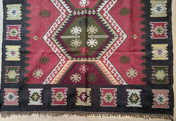 New 170x250cm INDIAN KILIM KELIM Wool Aztec Design HAND WOVEN Carpet Rug Runner