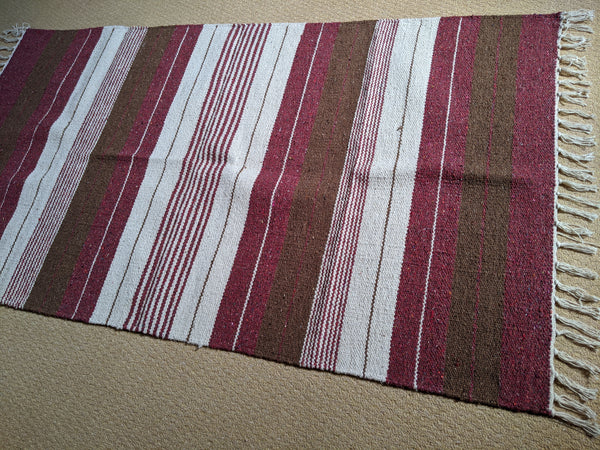 New 90x150cm Cream INDIAN KILIM KELIM 100% COTTON Aztec Design HAND WOVEN Carpet Rug Runner