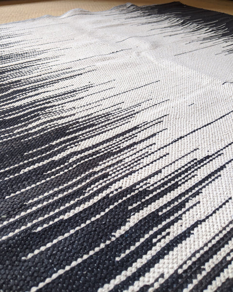 New 160x230cm Black & Cream INDIAN COTTON Aztec Design HAND WOVEN Carpet Rug Runner