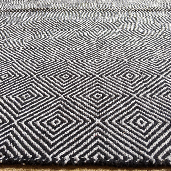 New 160x230cm Black & White INDIAN COTTON Aztec Design HAND WOVEN Carpet Rug Runner