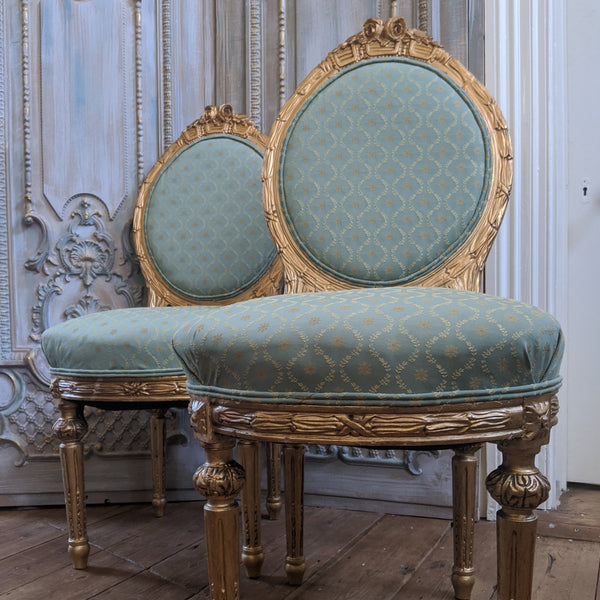 Antique FRENCH Louis GOLD Gilt Shabby Chic Carved Hall Boudoir Parlour Chair