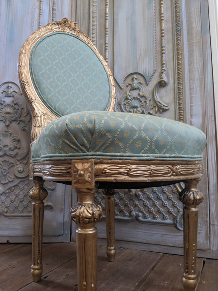 Antique FRENCH Louis GOLD Gilt Shabby Chic Carved Hall Boudoir Parlour Chair