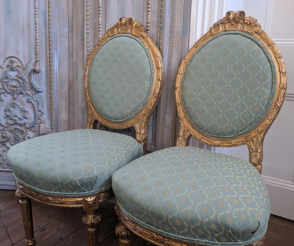 Antique FRENCH Louis GOLD Gilt Shabby Chic Carved Hall Boudoir Parlour Chair