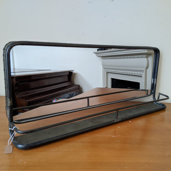 New Gunmetal Rustic GREY Industrial Vintage Style Wide Mirror with Shelf 