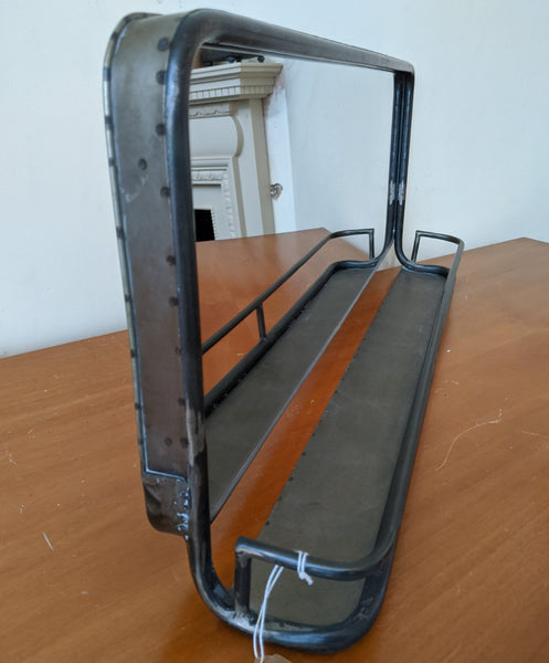 New Gunmetal Rustic GREY Industrial Vintage Style Wide Mirror with Shelf 