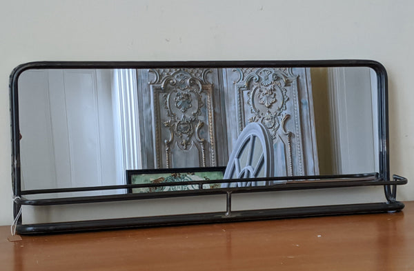 New Gunmetal Rustic GREY Industrial Vintage Style Wide Mirror with Shelf 