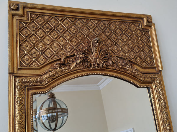 Gold Gilt REGENCY Style Vintage Antique Ornate OVERMANTEL Tall Full Length Mirror