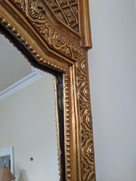 Gold Gilt REGENCY Style Vintage Antique Ornate OVERMANTEL Tall Full Length Mirror