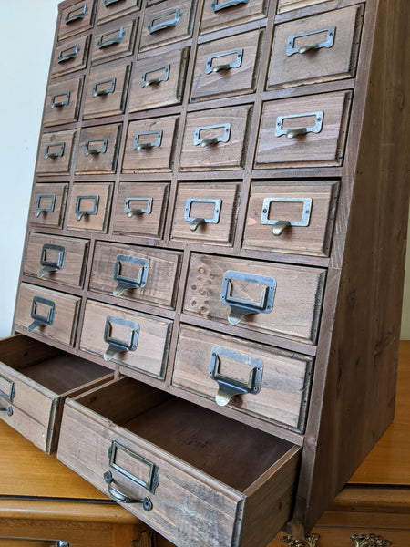 New VINTAGE Retro Rustic Apothecary Industrial 33 Multi Drawer PINE Wood Storage Office Chest Unit