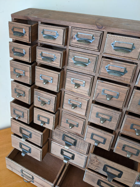 New VINTAGE Retro Rustic Apothecary Industrial 33 Multi Drawer PINE Wood Storage Office Chest Unit