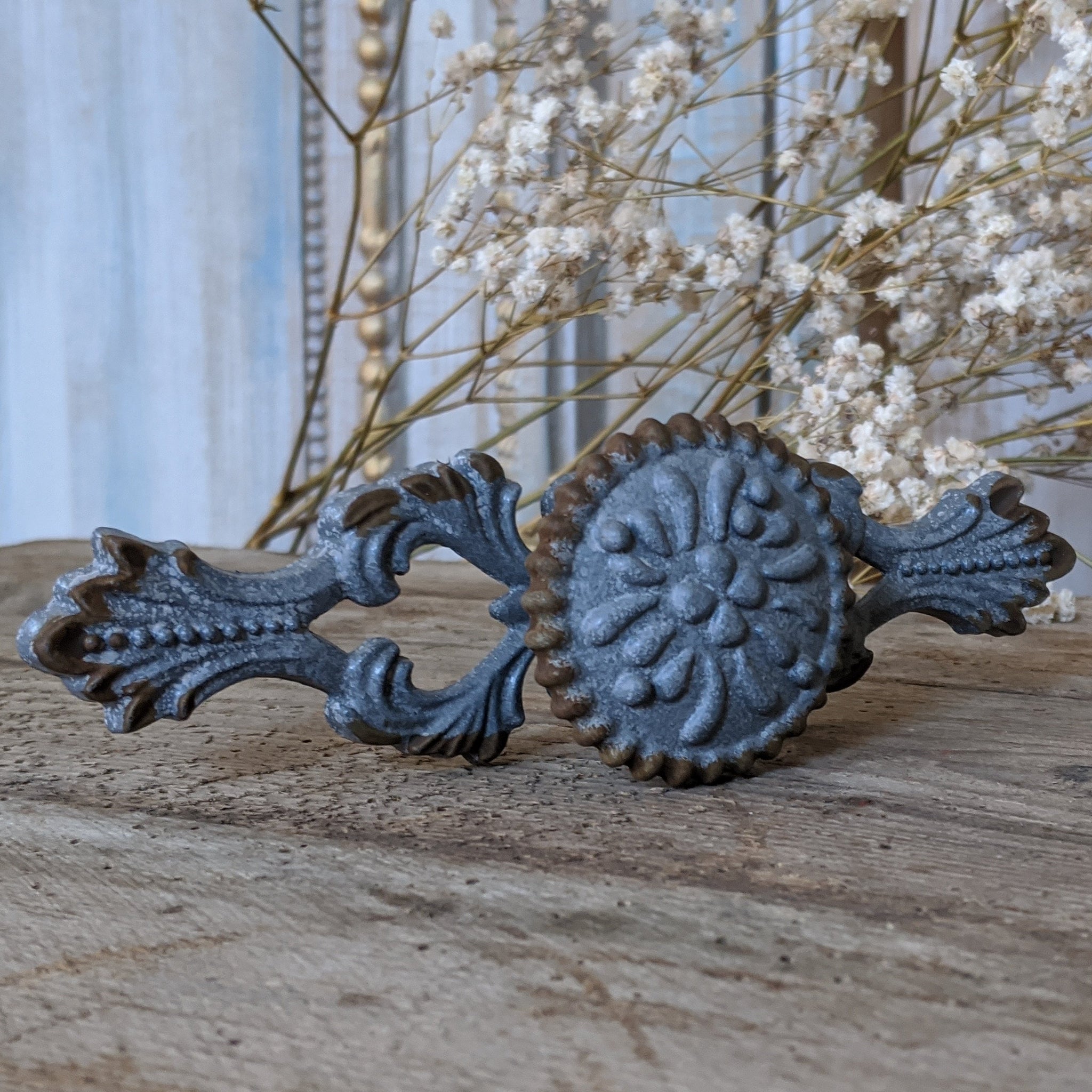 NEW French Vintage GREY Shabby Chic Metal Rustic Door Drawer Knob Pull Handle