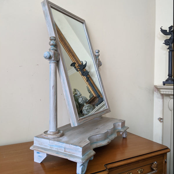 Antique Victorian Mahogany GREY Shabby Chic French Louis Freestanding SWIVEL Dressing Table Overmantel Mirror