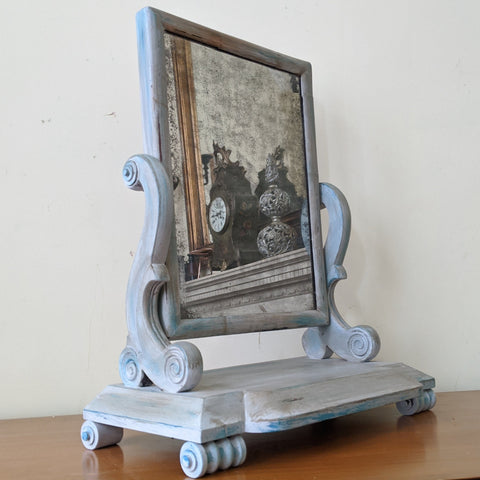 Antique Victorian Mahogany GREY Shabby Chic French Louis Freestanding SWIVEL Dressing Table Overmantel Mirror