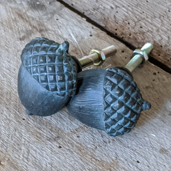 NEW French Vintage Verdigris ACORN Nut Shabby Chic Metal Rustic Door Drawer Knob Pull