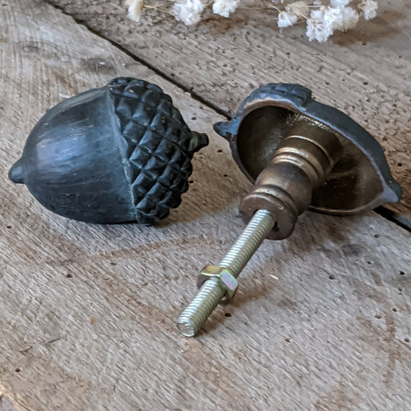 NEW French Vintage Verdigris ACORN Nut Shabby Chic Metal Rustic Door Drawer Knob Pull