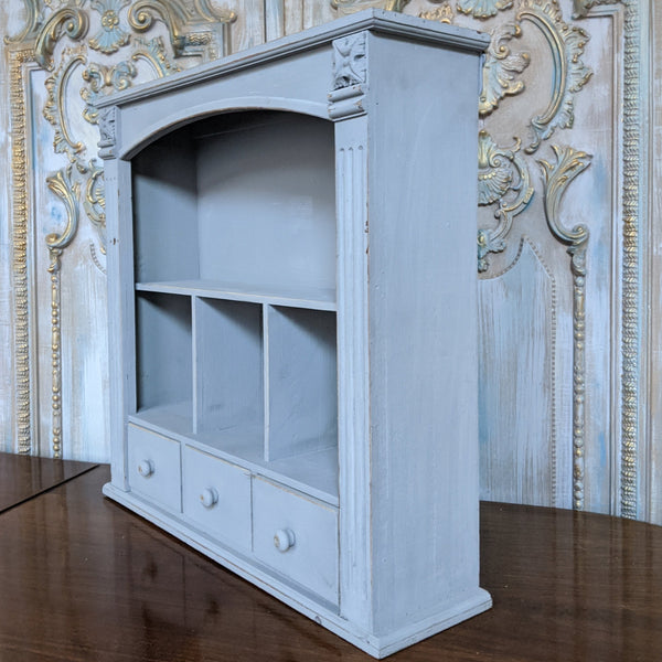 New VINTAGE Grey French Shabby Chic Bookcase Shelf Cabinet Drawers Unit Storage