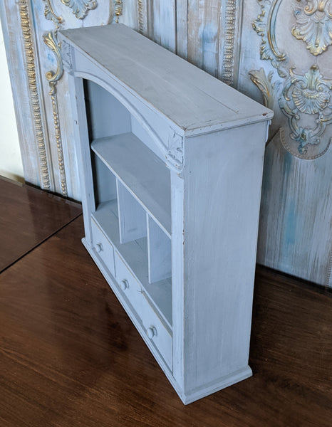 New VINTAGE Grey French Shabby Chic Bookcase Shelf Cabinet Drawers Unit Storage
