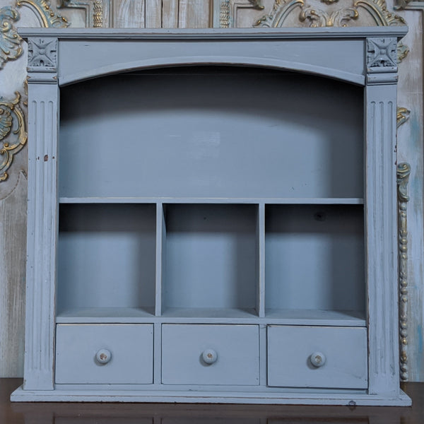 New VINTAGE Grey French Shabby Chic Bookcase Shelf Cabinet Drawers Unit Storage