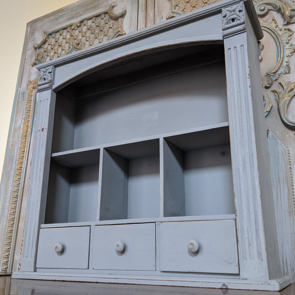 New VINTAGE Grey French Shabby Chic Bookcase Shelf Cabinet Drawers Unit Storage