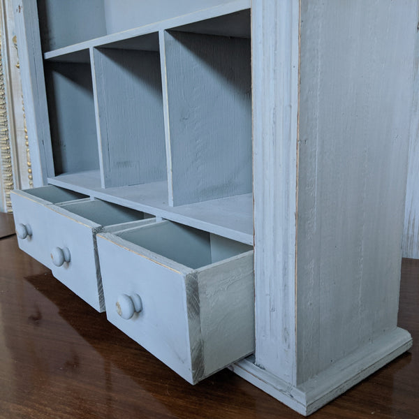 New VINTAGE Grey French Shabby Chic Bookcase Shelf Cabinet Drawers Unit Storage