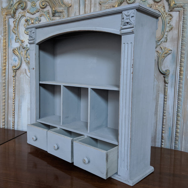 New VINTAGE Grey French Shabby Chic Bookcase Shelf Cabinet Drawers Unit Storage