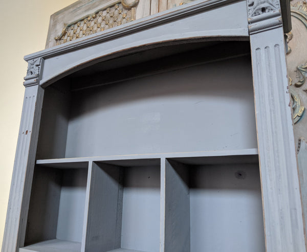 New VINTAGE Grey French Shabby Chic Bookcase Shelf Cabinet Drawers Unit Storage