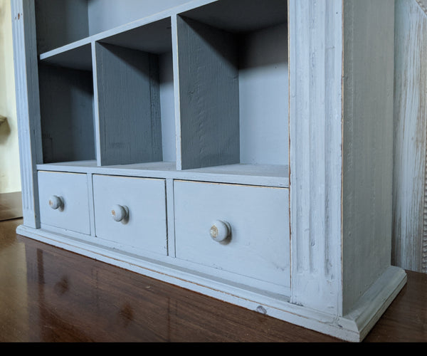 New VINTAGE Grey French Shabby Chic Bookcase Shelf Cabinet Drawers Unit Storage
