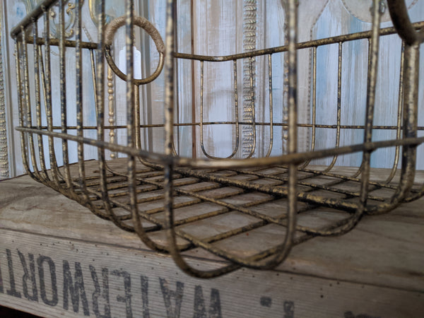 NEW French Vintage Shabby Chic Metal GOLD Hanging ROPE Storage Display Basket