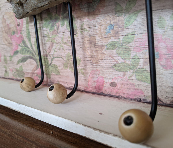 New Mother & Baby BEAR Shabby Chic Rustic Wall Door 3 Coat HOOKS