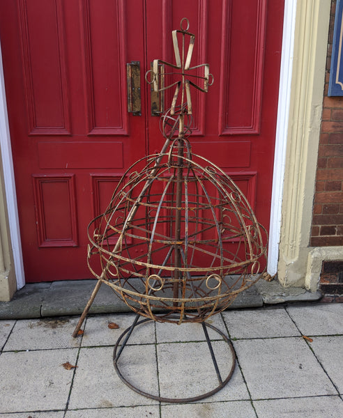 Large ARMILLARY Vintage Metal Rustic Royal ORB & SCEPTRE Garden Round Ball Ornament Sphere