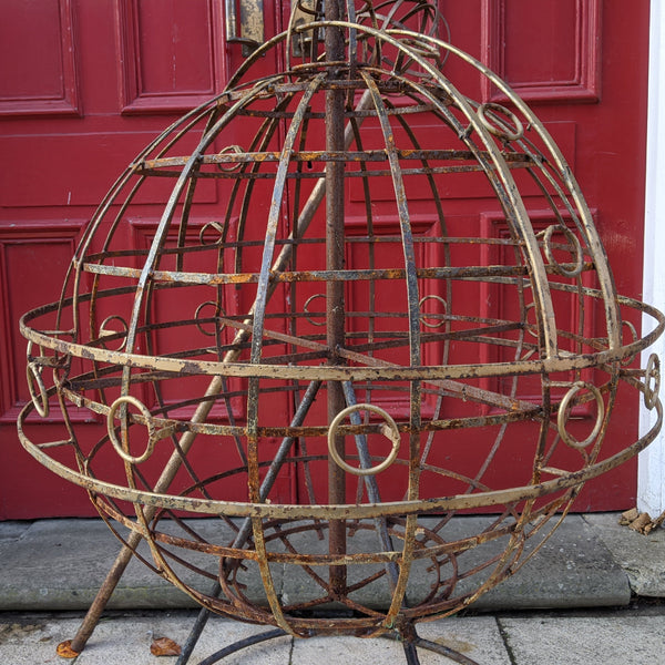 Large ARMILLARY Vintage Metal Rustic Royal ORB & SCEPTRE Garden Round Ball Ornament Sphere