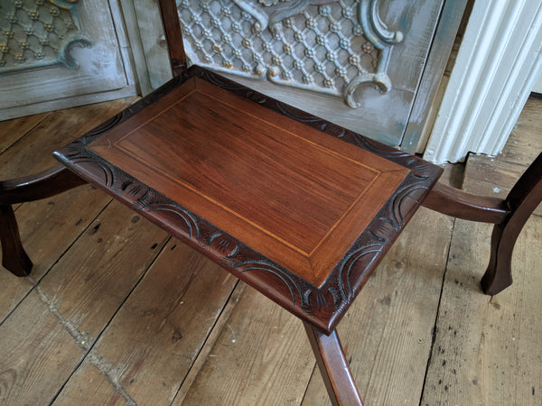 Antique Edwardian INLAID Walnut Wood Occasional Side Lamp Table 