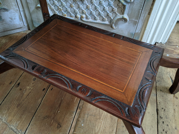 Antique Edwardian INLAID Walnut Wood Occasional Side Lamp Table 
