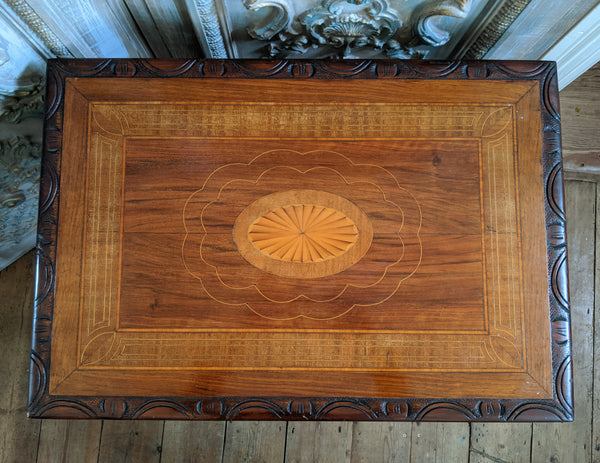 Antique Edwardian INLAID Walnut Wood Occasional Side Lamp Table 